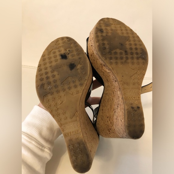 Jimmy choo black patent leather platform wedge shoes size 36.5 - Picture 5 of 5